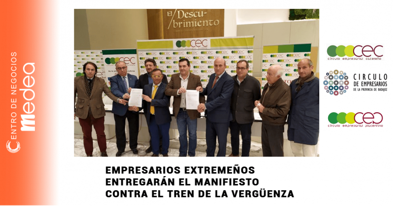 Empresarios extremeños entregarán el Manifiesto contra el tren de la vergüenza al presidente Pedro Sánchez